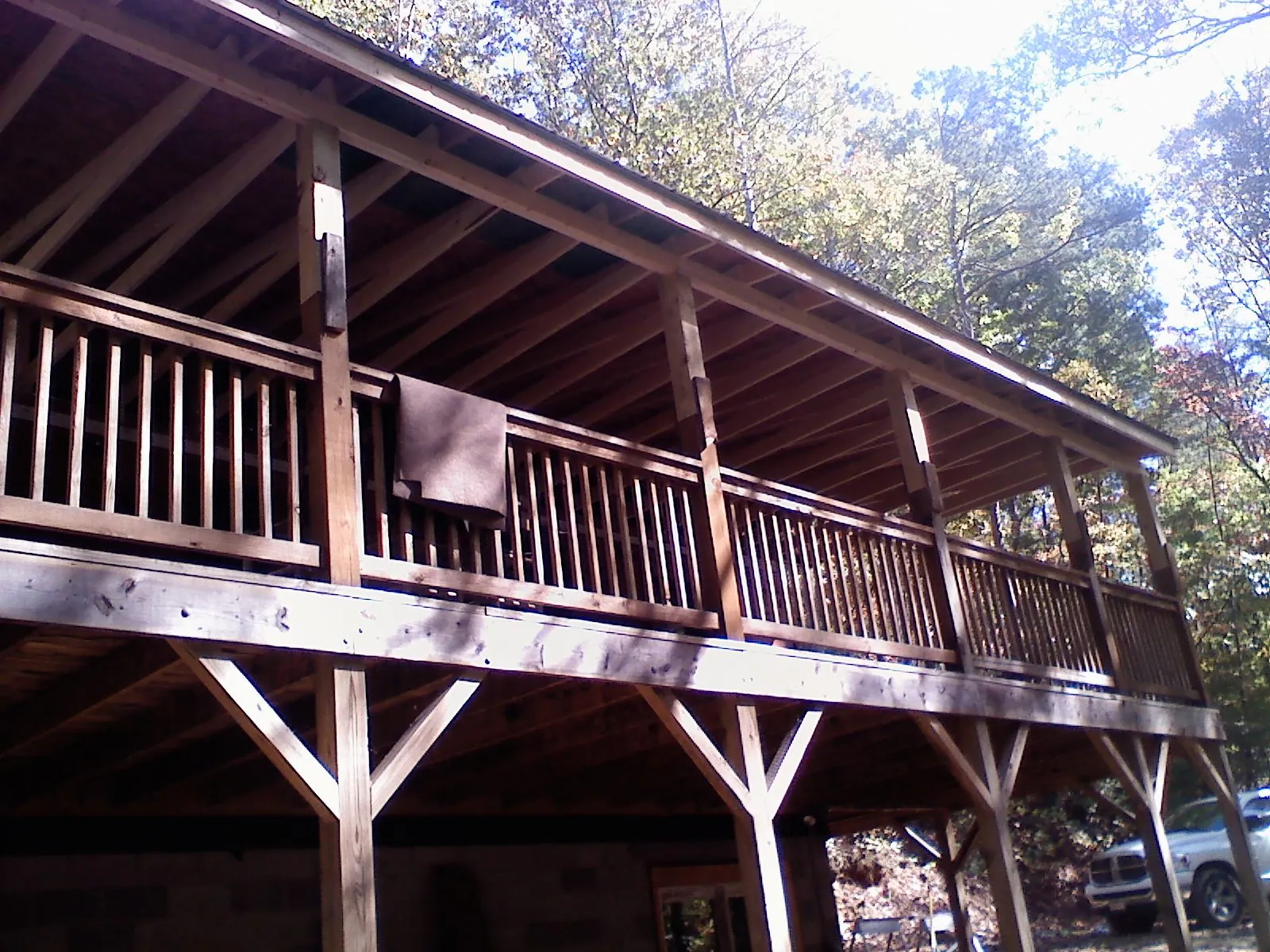 Timber framing under a new elevated porch and deck — Roof Leak Repair in Jonestown by Roofing Brothers